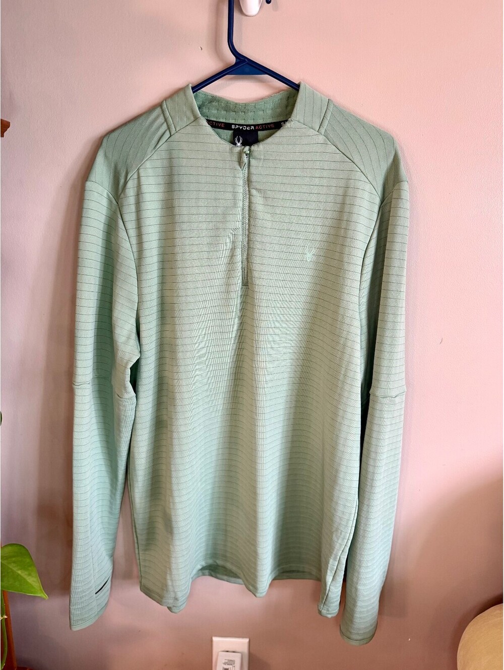 Spyder Active Men’s Large Green 1/4 Zip Performance Pullover Long Sleeve Shirt